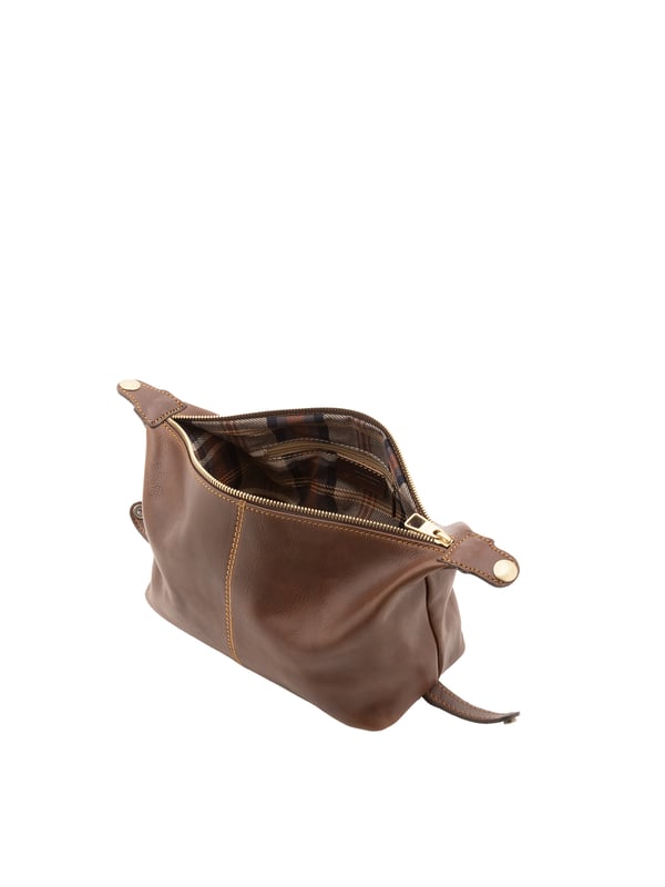 Unisex-Clutch mit Reißverschluss. eine mit Reißverschluss-Innentaschen. fehlende Außentaschen. fehlender Schultergurt. im Ledergriff. ein Innenfach.  Außenmaterial. Innen mit Baumwolle gefüttert. Maße: 26x17x12 cm. Hergestellt in Italien