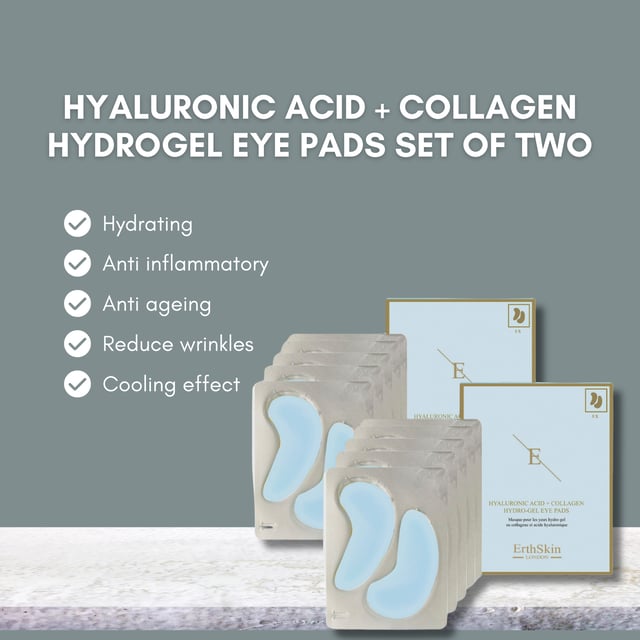 2x Hyaluronic Acid + Collagen Hydrogel Eye Pads 5 X 2 Hyaluronic acid and Collagen Hydro-Gel Eye Pads 5 x 2
- Skin hydration boost with hyaluronic acid and collagen
- Depuff and cool the under-eye area
- Rejuvenate tired-looking under eyes
- Smoothen the look of fine dehydration lines
- Eye pads are made from natural seaweed no plastic
Hyaluronic acid and Collagen Hydro-Gel Eye Pads aims to rejuvenate, hydrate smooth tired-looking under-eye area. Infused with Hyaluronic acid and Collagen that are designed to reduce the visible signs of dehydration fatigue under the eye, giving you an awake and rejuvenated complexion. The eye pads are filled with a serum that feels cool to the skin and is full of moisture. Pack contains 5 x 2 patches.
Directions for usage: Apply each pad to the underside of each eye. Leave for 10-15 minutes. Remove and gently massage in any residue. Do not re-use the pads. Use weekly.
