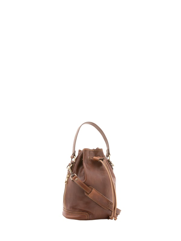 Alessia Firenze Beuteltasche Unisex Unisex-Beuteltasche mit Kordelzugverschluss. eine mit Reißverschluss-Innentaschen. zwei seitliche Außentaschen mit Reißverschluss. verstellbarer Schultergurt aus Leder. im Ledergriff. ein Innenfach. Außenmaterial. Innen mit Baumwolle gefüttert. Maße: 24x30x16 cm. Hergestellt in Italien