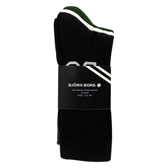 Core Crew Socks 3-Pack - Essential Everyday Comfort: Elevate your daily essentials with the Björn Borg Core Crew Socks 3-Pack, designed for ultimate comfort and durability. These socks are made from a soft cotton blend with added stretch for a snug fit. Featuring a classic crew length and the iconic Björn Borg logo on the ribbed cuffs, these socks are perfect for everyday wear, providing both style and support. Extra Product Details:. 85% Cotton 13% Polyamide 2% Elastane Crew Length Ribbed Cuffs Iconic Björn Borg Logo Machine Washable. These socks are a must-have for anyone seeking comfort and style in their daily wardrobe
