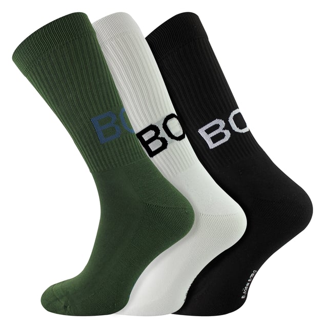 Core Crew Socks 3-Pack - Essential Everyday Comfort: Elevate your daily essentials with the Björn Borg Core Crew Socks 3-Pack, designed for ultimate comfort and durability. These socks are made from a soft cotton blend with added stretch for a snug fit. Featuring a classic crew length and the iconic Björn Borg logo on the ribbed cuffs, these socks are perfect for everyday wear, providing both style and support. Extra Product Details:. 85% Cotton 13% Polyamide 2% Elastane Crew Length Ribbed Cuffs Iconic Björn Borg Logo Machine Washable. These socks are a must-have for anyone seeking comfort and style in their daily wardrobe