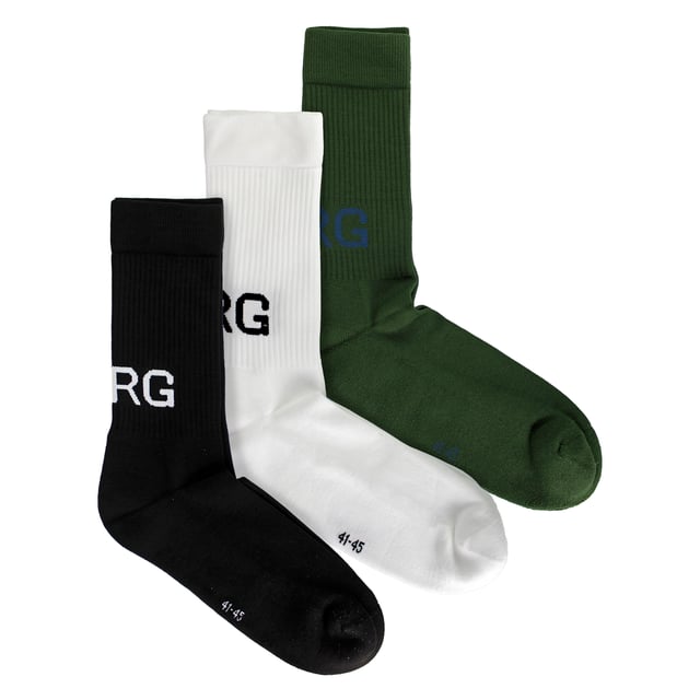 Core Crew Socks 3-Pack - Essential Everyday Comfort: Elevate your daily essentials with the Björn Borg Core Crew Socks 3-Pack, designed for ultimate comfort and durability. These socks are made from a soft cotton blend with added stretch for a snug fit. Featuring a classic crew length and the iconic Björn Borg logo on the ribbed cuffs, these socks are perfect for everyday wear, providing both style and support. Extra Product Details:. 85% Cotton 13% Polyamide 2% Elastane Crew Length Ribbed Cuffs Iconic Björn Borg Logo Machine Washable. These socks are a must-have for anyone seeking comfort and style in their daily wardrobe