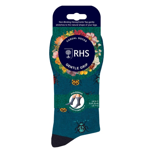 Gentle Grip - 6 Pack Mens Jacquard Socks: Keep your feet comfortable and stylish with the Gentle Grip 6 Pack Mens Jacquard Socks. Designed for all-day wear, these socks feature a gentle grip top that prevents slipping without leaving marks on your skin, offering a perfect combination of comfort and practicality. Ideal for both everyday wear and special occasions, these socks come in a variety of fun and unique patterns, including Vegetables, Insects, and more, adding a playful touch to your sock collection. Made from soft, breathable fabric, they provide exceptional comfort and warmth, keeping your feet cosy and dry throughout the day. Available in size 6-11, these socks fit a wide range of foot sizes, ensuring a comfortable and snug fit that stays in place. The jacquard designs are carefully crafted to add character to your wardrobe, making them a great addition to both casual and formal outfits. Whether you're heading out for work, lounging at home, or enjoying outdoor activities, these socks offer the perfect blend of functionality and fun. Extra Product Details: Material: Soft breathable fabric Sizes: 6-11 Patterns: Vegetables, Insects Includes: 6 pairs of socks Gentle grip top for secure fit Machine washable. Perfect for keeping your feet warm, stylish, and comfortable, indoors or outdoors, throughout the year.