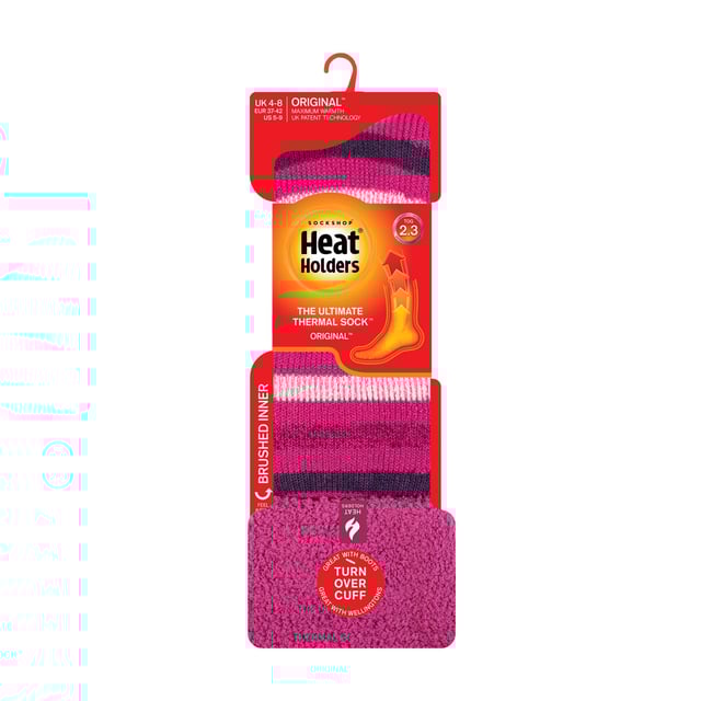 Calcetines térmicos para mujer Heat Holders Boot: Heat Holders Yarn - Nuestro hilo térmico especialmente desarrollado proporciona un aislamiento de alto rendimiento contra el frío con capacidades superiores de transpiración de la humedad. Heat Holders Loops - La innovadora tecnología de tejido de punto produce nuestro exclusivo pelo acolchado con bucles extralargos para retener más aire caliente, aumentando el índice TOG. Cepillado de los Heat Holders - Por último, nuestro proceso de cepillado experto maximiza la cantidad de aire caliente retenido en el interior de cada calcetín para un calor total y un confort durante todo el día. Se ha comprobado científicamente que los Heat Holders son 7 veces más cálidos que un calcetín de algodón básico. Los calcetines Heat Holders son 2,34 Tog, mientras que un calcetín de algodón básico sólo mide 0,33 Tog. Calcetines de bota Heat Holders - Estos calcetines son absolutamente perfectos para cuando tienes que pasar esos fríos días de invierno al aire libre, ya sea con botas de agua o botas, estos calcetines se ajustan perfectamente.