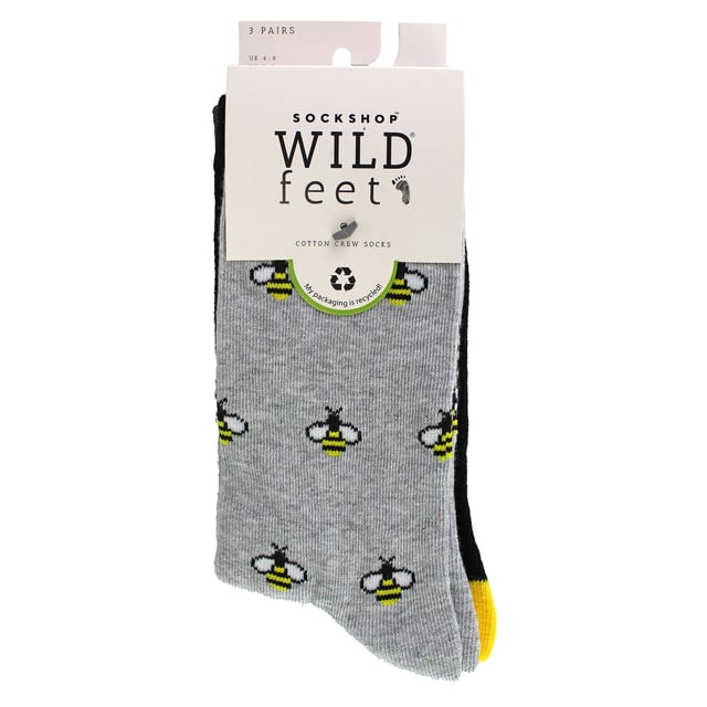 Wildfeet Ladies 3 Pack Fashion Cotton Crew Socks: Are you searching for a gift for the animal lover in your life? Look no further than these Wild Feet Ladies Cotton Rich Socks! Boasting an array of novelty animal patterns, they are the perfect present for anyone who loves to show off their passion for furry friends. Experience great comfort and breathability with these Wild Feet socks, made from soft and breathable cotton fibres. Each 3-pack features a mix of three fun and playful designs, showcasing a range of novelty animal motifs that are perfect for any occasion. Whether you're running errands,working or just lounging at home, these socks are guaranteed to keep your feet comfortable and stylish. Choose from a variety of fun and playful designs, including adorable rabbits, sly foxes, cuddly cats, colourful parrots, playful Dachshunds, and buzzing bees, and more!. Wild Feet is a range of socks featuring cool designs, cute motifs and quirky catchphrases - from pugs and penguins, to lions and llamas! - Choose from a range of styles for men and ladies, from ankle to trainer socks. They are 3 pairs per pack and come in one size Ladies 4-8 UK. They are made from 76% Cotton, 22% Polyamide, 2% Elastane and are Machine Washable. Extra Product Details: Ladies 3 Pack Crew Socks Cotton Rich Fibres Cute Animal Patterns 7 Styles Available Soft & Comfortable A Great Gift Idea Wild Feet Branded