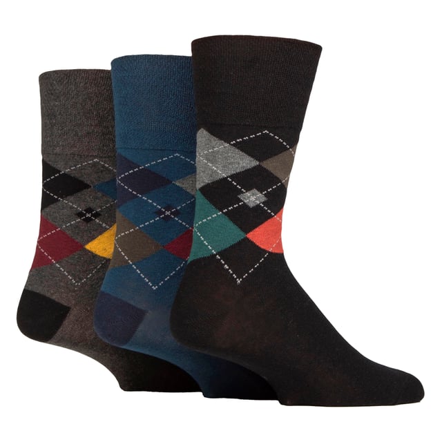 New Mens Gentle Grip Socks: With a specially designed HoneyComb Top, Sockshop soft Gentle Grip® Socks are made more comfortable for all wearers, but particularly if you struggle with circulatory problems or swollen legs, ankles and feet. This collection of designs look as good as they feel too, made from soft, comfortable cotton rich yarn. keep your feet odour free with flat seamed toes for extra wearability All SockShop Gentle Grip® Socks are constructed to care for your legs, comfortably moulding to their natural contours without leaving any of those ugly, irritating and itchy constriction rings. These really are the socks going forward for anyone who dislikes those tight tops. Gentle grip tops that do not fall down with wear and are ideal for diabetics too!