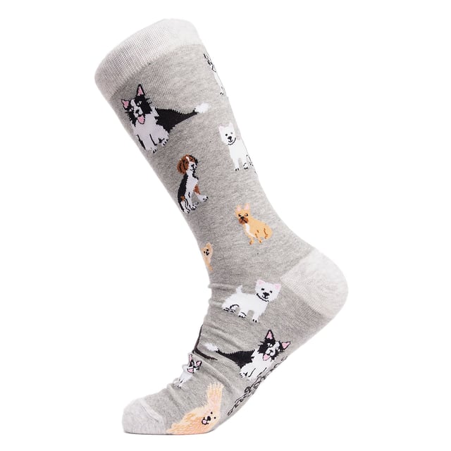 Soctopus - 1 Par de Calcetines para Perro: Los calcetines Soctopus son una idea de regalo divertida y creativa para la persona a la que le encanta reír. Por qué no considerar estos calcetines para adultos con diferentes razas de perros en ellos como un gran par para su colección de calcetines. Estos calcetines creativos son una idea de regalo única y divertida para cualquier persona a la que le gusten los calcetines originales o simplemente quiera probar algo diferente en sus pies. Incluso pueden ser un buen regalo de última hora para Navidad. Se ajustan cómodamente y están hechos de un material suave y transpirable que incluye un 70% de algodón peinado, lo que los hace aún más suaves que el algodón normal y perfectos para llevarlos durante todo el día. Están disponibles en 2 tallas para adultos: 4-8 Reino Unido, 9-12 Reino Unido y tienen más de 12 patrones Doggy diferentes, incluyendo: Dogtor, Party Pups, Cocker Spaniel, Pug Shots, Sausage Dogs y muchos más. Todos con diseños alegres y divertidos. Nacido en Brighton, Soctopus celebra lo mejor de todo lo que es divertido, creativo y positivo en la vida. Estos calcetines son de 1 par por paquete y están hechos de: 70% algodón peinado, 28% poliéster, 2% elastano. Son lavables a máquina. Detalles adicionales del producto: Calcetines Soctopus para adultos con diseños de perros 70% algodón peinado Una idea de regalo divertida y creativa 14 diseños disponibles Tacto suave y cómodo Material suave y transpirable 1 par por paquete 2 opciones de tallas: 4-8 UK & 9-12 UK Lavables a máquina
