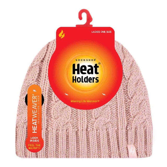 Gorro térmico de invierno Heat Holders: El precioso gorro de punto de cable, este gorro femenino Heat Holders de 3,4 Tog tiene un fabuloso forro aislante de felpa similar a la piel, llamado Heatweaver, que es aún más eficaz para retener el aire caliente. Este forro suave y sedoso no sólo tiene un tacto lujoso, sino que también te asegura unas orejas calientes en el crudo invierno. Todo ello está fabricado con el hilo Heat Holders, que ha sido creado por expertos para mantenerte abrigado, con su capacidad superior para absorber la humedad y mantener el frío a raya. Detalles del producto: - Gorro térmico de Heat Holders. - Macizo de 3,4 tog - Forro Heatweaver. - Hilo Heat Holders. - Orejas calentitas. - Ajuste suave y cómodo. - Talla única. - Una gama de preciosos colores para elegir.