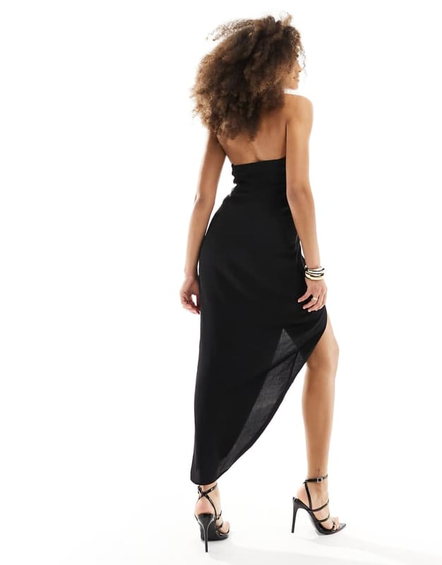 Dresses by ASOS DESIGN Best dressed: secured Cowl neck D-ring detail Zip-side fastening Thigh-high split Regular fitSold By: Asos
