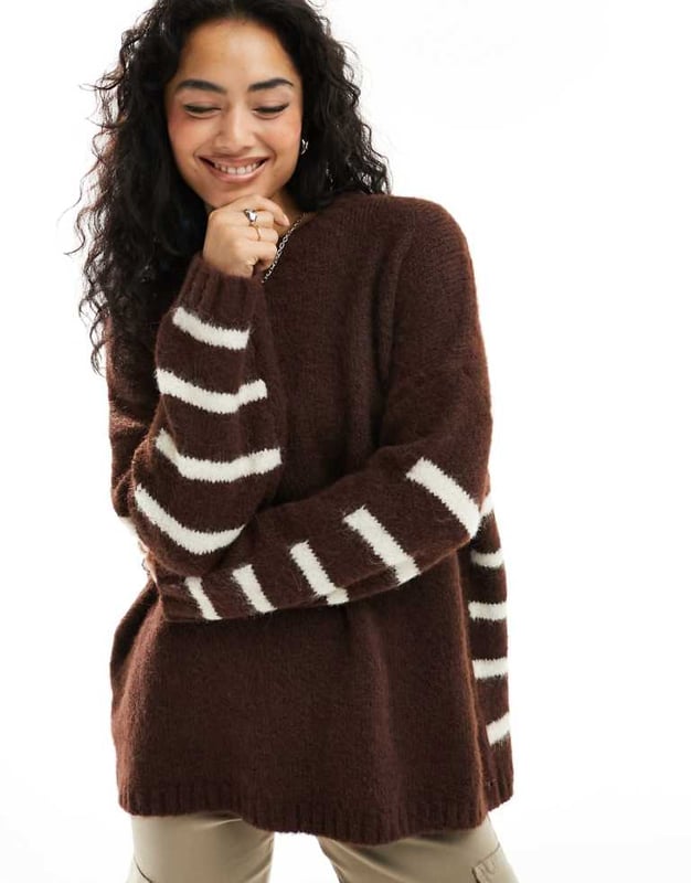 Jumpers & Cardigans by ASOS DESIGN Knitwear until further notice Stripe design Crew neck Long sleeves Oversized fitSold By: Asos