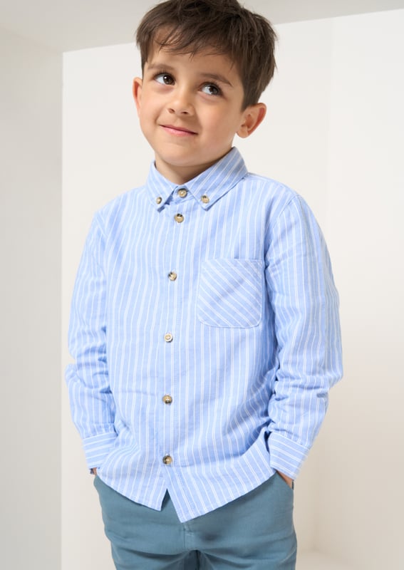 Effortless style begins with a classic   stripe shirt. Regular cut with a button down collar and cute patch pocket. this classic shirt has been given the A&R edge. About me: 100% Cotton Look After Me: Think Planet. Wash At 30C.