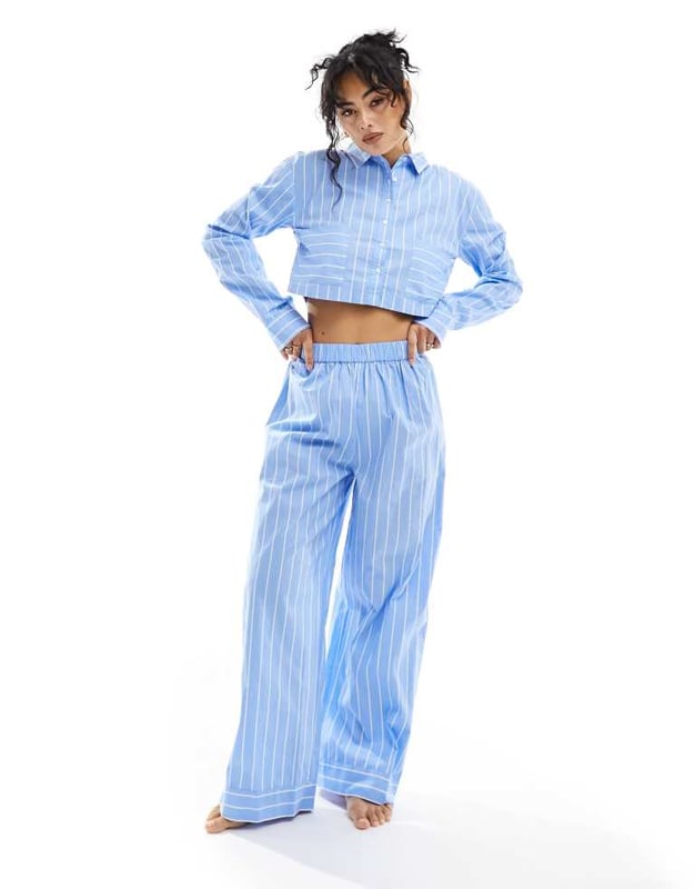 Lingerie & Nightwear by Luna Part of a co-ord set Trousers sold separately Spread collar Long sleeves Button placket Chest pockets Oversized fitSold By: Asos