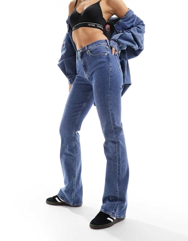 Jeans by Calvin Klein Jeans Everyday is a denim day Flared skinny fit High rise Belt loops Five pocketsSold By: Asos