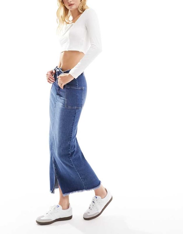 Skirts by Vero Moda Tall Lower-half looks High rise Belt loops Side pockets Front split Slim fitSold By: Asos