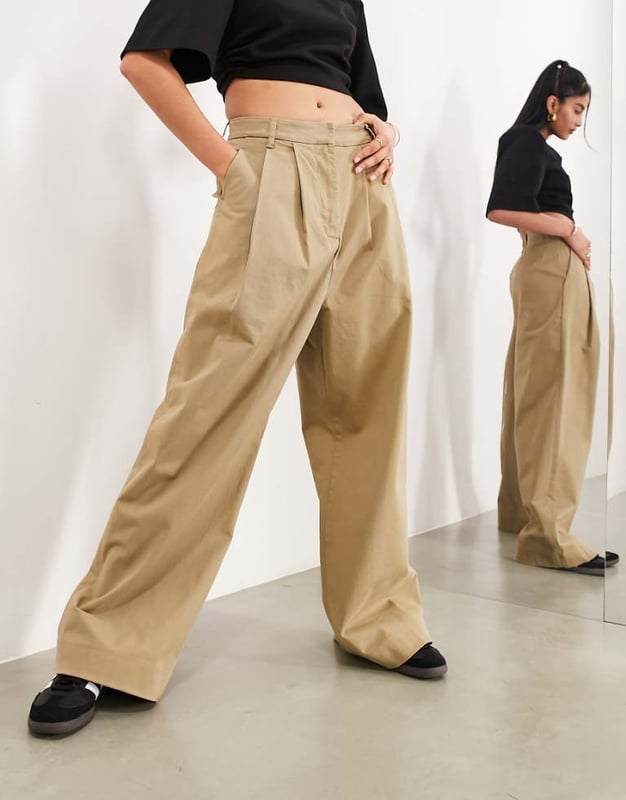 Trousers & Leggings by ASOS EDITION Lower-half looks High rise Belt loops Pleat details Functional pockets Wide legSold By: Asos