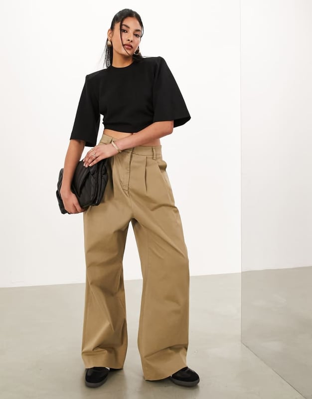 Trousers & Leggings by ASOS EDITION Lower-half looks High rise Belt loops Pleat details Functional pockets Wide legSold By: Asos