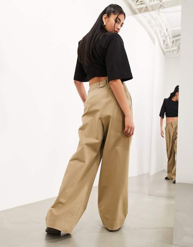 Trousers & Leggings by ASOS EDITION Lower-half looks High rise Belt loops Pleat details Functional pockets Wide legSold By: Asos