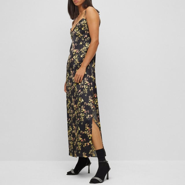 long dress with lace detail - adjustable straps