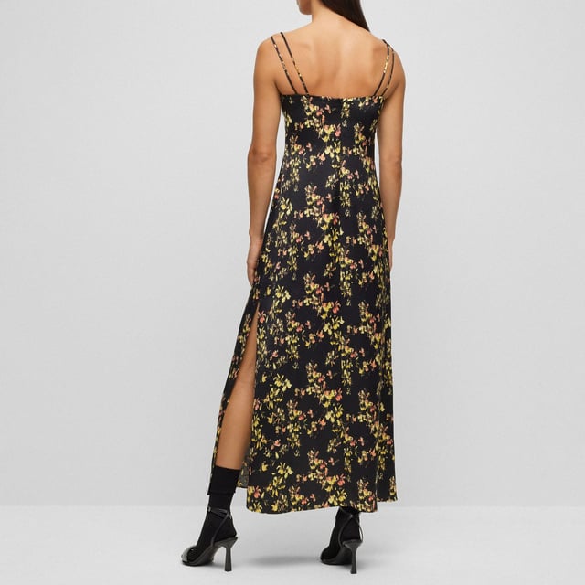 long dress with lace detail - adjustable straps