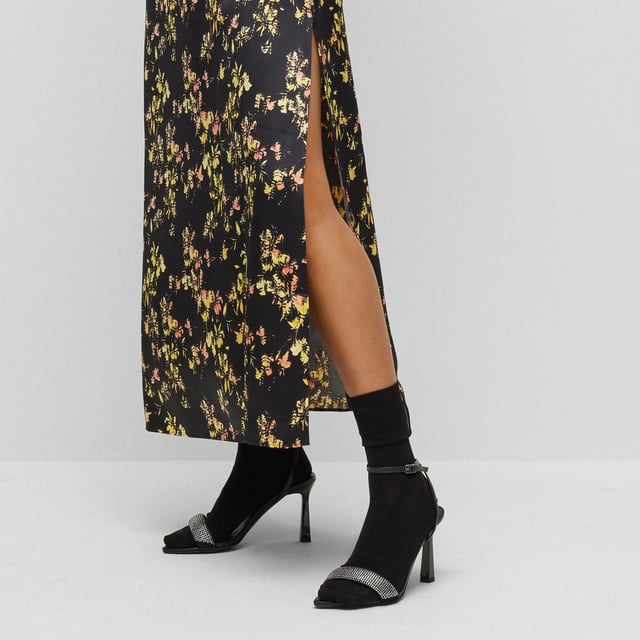 long dress with lace detail - adjustable straps