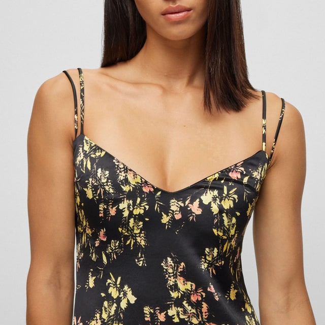 long dress with lace detail - adjustable straps