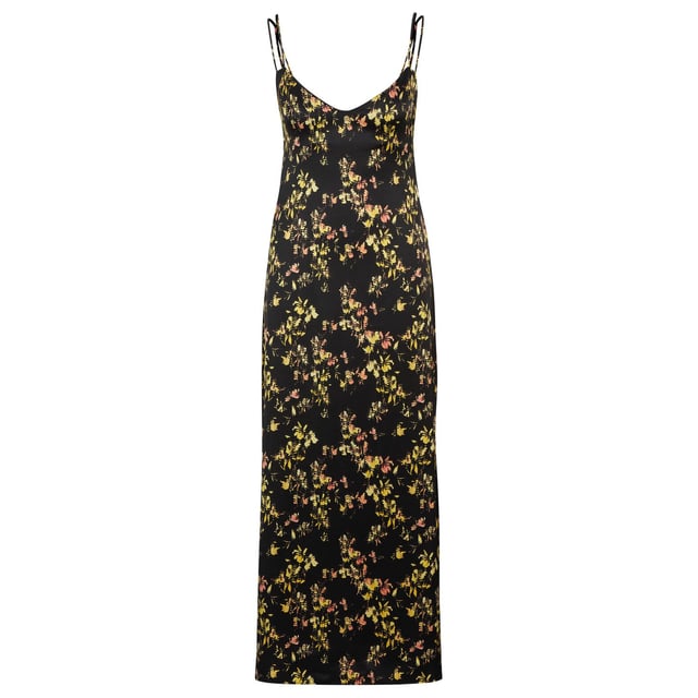 long dress with lace detail - adjustable straps