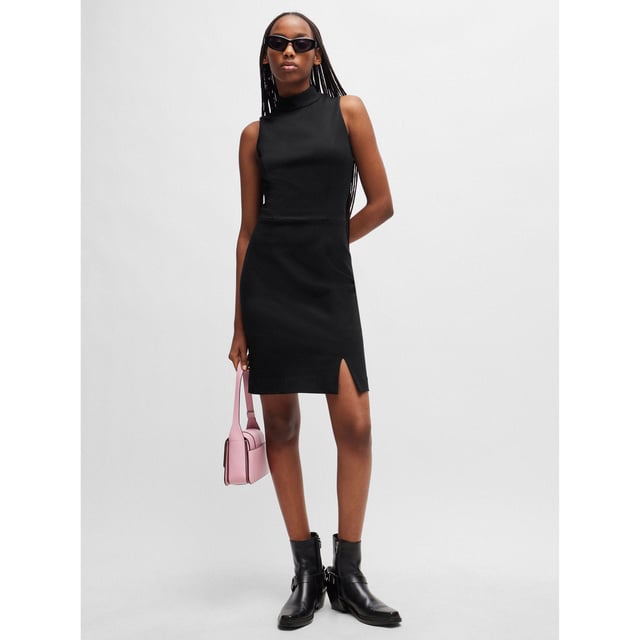 regular fit dress - turtle neck - folded detail on the front - zipper on the back