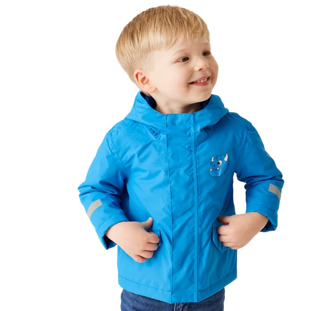 100% Polyester. Lining: Polyester, Taffeta. Design: Monster. Fabric Technology: Breathable, Durable, DWR Finish, Insulating, Isotex 10000, Lightweight, Quick Dry, Thermo-Guard, Water Repellent, Waterproof, Windproof. 360 Degree Reflection, Taped Seams. Neckline: Hooded. Sleeve-Type: Long-Sleeved. Hood Features: Grown On Hood, Peaked. Pockets: 2 Lower Pockets, Flap Closure, Hook and Loop. Fastening: Full Zip, Snap Closure, Stormflap. 10000g/m²/24hrs. 5-6 Years: 24 in.