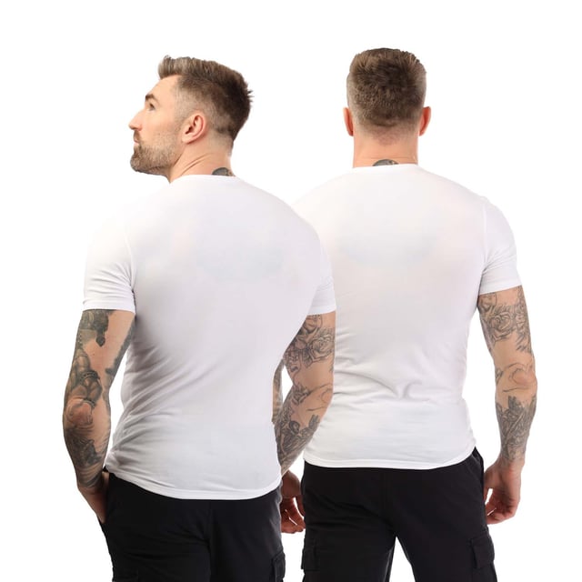 Mens Calvin Klein 2 Pack of Essential Crew T- Shirt in white.- Crewneck.- Short sleeves.- Printed branding.- Soft cotton stretch.- 95% Cotton  5% Elastane.- Ref: 000NB2221A100