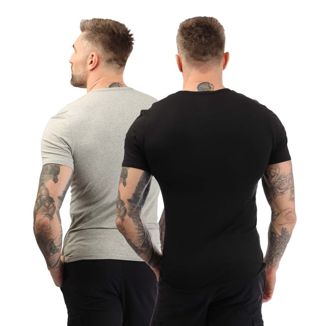 Mens Calvin Klein 2 Pack of Essential Crew T- Shirt in black grey.- Crewneck.- Short sleeves.- Printed branding.- Soft cotton stretch.- 95% Cotton  5% Elastane.- Ref: 000NB2221ABHY