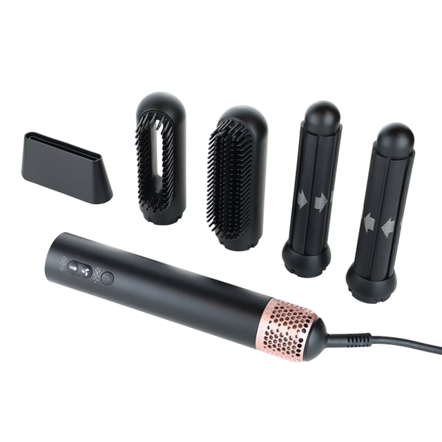 El Secador profesional Multistyler 5 in 1 es la herramienta de belleza definitiva para el cuidado y estilo del cabello, diseñada para adaptarse a las necesidades de cualquier tipo de cabello y estilo. Equipado con un potente motor profesional de 110.000 rpm, garantiza un rendimiento excepcional y una larga durabilidad. Su gran potencia asegura un secado rápido y eficiente, mientras que sus cinco cabezales intercambiables permiten una versatilidad inigualable: desde un secado tradicional hasta el alisado perfecto o rizos definidos, todo con un solo aparato.

Una de sus innovaciones más destacadas es la tecnología Ai-Sensor, que detecta automáticamente el cabezal colocado y ajusta la temperatura y velocidad del aire de manera inteligente. Esto asegura un cuidado personalizado para el cabello, evitando daños por temperaturas inadecuadas y optimizando cada función. Además, su sistema "Hair Scalp Over Heat Protection" protege el cuero cabelludo del sobrecalentamiento, brindando una experiencia segura y confortable incluso durante el uso prolongado.

El secador multistyler ofrece tres velocidades de aire, alcanzando hasta 30m/s, y un flujo de aire máximo de 1,2 m3/min, lo que permite un secado rápido y eficiente. También cuenta con tres niveles de temperatura ajustables según el cabezal: de 60º a 100ºC para los cabezales de secado y rizado, y de 160º a 200ºC para el cabezal cepillo alisador. Esta adaptación de temperaturas según el cabezal garantiza resultados impecables sin comprometer la salud del cabello.

*Existe la posibilidad de adquirir por separado el cabezal plancha alisadora rizadora con aire, que cuenta con tecnología "HairCare". Este cabezal incorpora placas con recubrimiento cerámico que distribuyen la temperatura de manera uniforme y permiten un deslizamiento óptimo del cabello. Al liberar aire, esta plancha fija el peinado en menos tiempo, reduciendo la exposición del cabello a altas temperaturas y brindando un cuidado máximo. * Nota: El accesorio cabezal de plancha alisadora rizadora se vende por separado.

• Motor profesional y larga duración
• Alto rendimiento: 110.000rpm.
• Gran potencia.
• Tecnología Ai-sensor: Sensor automático Inteligente de detección de cabezales que auto regula temperatura y velocidad del aire según en función del útil colocado.
• Tecnología “Hair Scalp Over Heat Protection”: protección del cuero cabelludo contra el sobrecalentamiento.
• Incluye 5 cabezales: secador, boquilla secador, cepillo secador, cepillo alisador y dos rizadores efecto coanda.
Caudal máximo de aire: ≧ de 1,2m3/min
• Selector de 3 velocidades. 17m/s, 24m/s y 30m/s.
• Selector de 3 temperaturas.
• Rango de temperaturas como secador y rizador: 60º, 80º y 100ºC.
• Rango de temperaturas como cepillo alisador: 160º, 180º y 200ºC.
• Bajo nivel de ruido: ≤80
• Larga vida útil.
• Longitud del cable: 2m.
• Voltaje. 220V.
• Frecuencia: 60Hz.
• Potencia: 1200W (como secador), 112W (como cepillo), 75W (como plancha).