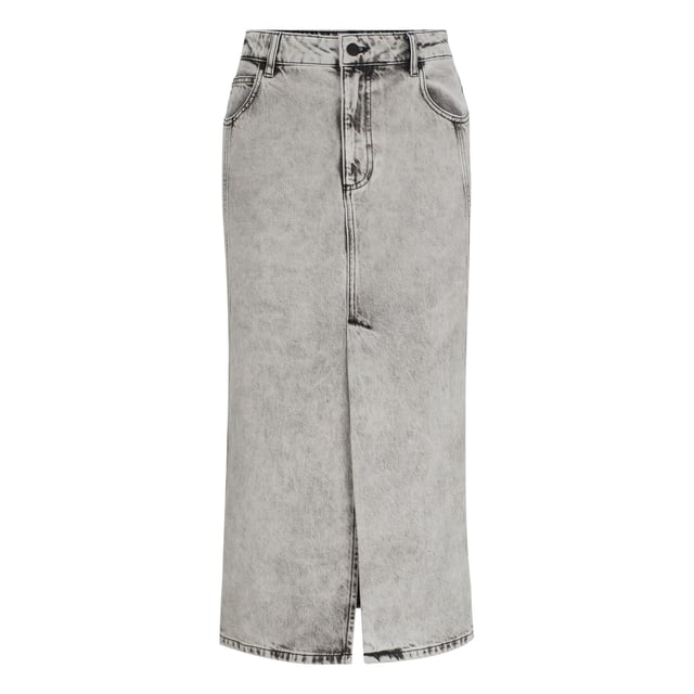 Midi skirt - high rise - High front slit - Slight abrasions - Grindings on hemline - Special bleach wash - Seaming details