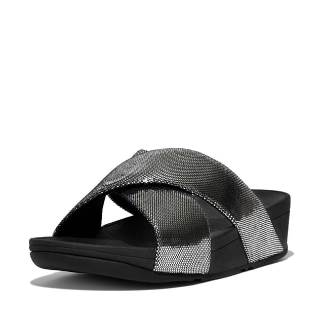 Fitflop Lulu Lustra Cross Sliders サンダル Women's Fit Flop Lulu Lustra Cross Sliders in Black