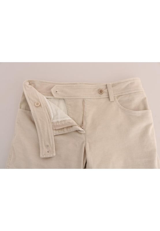 Brand: Ermanno Scervino
  Style: Cropped skinny slim fit
  Material: 97% cotton 3% elastane Corduroy
  Color: Beige
  Made in Italy
  Logo details
  Gender: Women