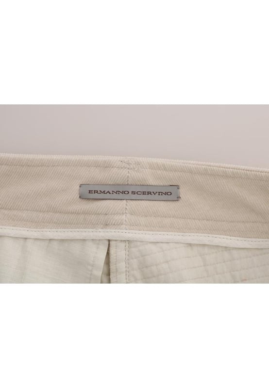 Brand: Ermanno Scervino
  Style: Cropped skinny slim fit
  Material: 97% cotton 3% elastane Corduroy
  Color: Beige
  Made in Italy
  Logo details
  Gender: Women