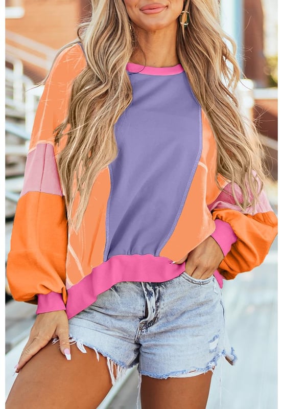 Top de gran tamaño con diseño de bloques de color y costuras expuestas  
  Diseño de bloques de color  
  Corte oversize  
  Adecuado para vestimenta de otoño e invierno  
  Colección de tops de manga larga disponible  
  Tabla de tallas disponible  
Material: 65% Poliéster 35% Algodón