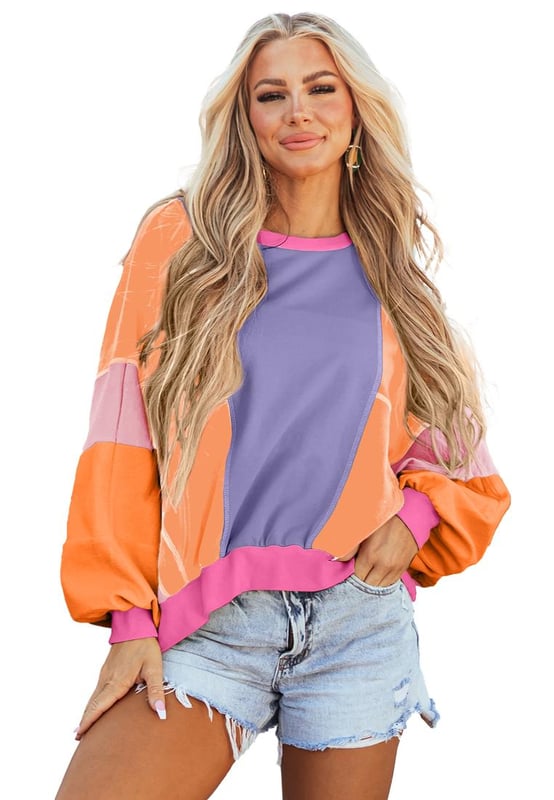 Top de gran tamaño con diseño de bloques de color y costuras expuestas  
  Diseño de bloques de color  
  Corte oversize  
  Adecuado para vestimenta de otoño e invierno  
  Colección de tops de manga larga disponible  
  Tabla de tallas disponible  
Material: 65% Poliéster 35% Algodón
