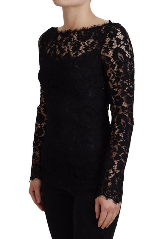 A estrenar con etiquetas.
  Hecho en Italia.
  Top de manga larga de encaje floral.
  Material: 46% algodon 43% viscosa 11% nailon.
  Color: Ribete de encaje negro.
  Iconico logotipo de Dolce & Gabbana.
  Tallas de mujer.