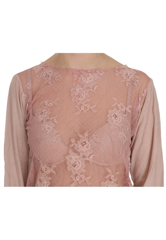 Brand: PINK MEMORIES
  Color: Pink Lace
  Model: Boat Neck See Through Long Sleeve Blouse
  Material: 100% Cotton
  Button closure
  Logo details
  Gender: Women