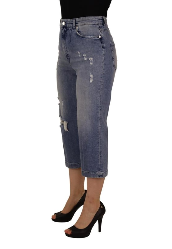 Brand: Dolce & Gabbana
  Material: 98% Cotton 2% Elastane
  Color: Blue
  Style: High Waist Skinny Denim
  Closure: Zipper
  Design: Logo details