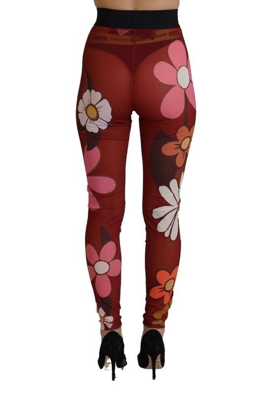 Pantalones leggings florales rojos con cintura elástica  
100% Auténtico Dolce & Gabbana  
Diseño de cintura alta  
Impresión floral multicolor  
Cintura elástica con logo en negro  
Hecho en Italia  
Material: 20% EA 80% PA