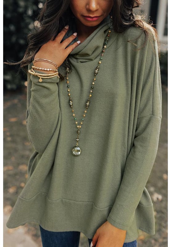Luxueuze Jungle Groen kleur  
Veelzijdig ontwerp van de Cowl Neck Shift Tunic Top  
Flatterende en comfortabele pasvorm  
Hoge  
kwaliteit duurzame materialen  
Unisex stijl