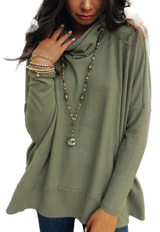 Luxueuze Jungle Groen kleur  
Veelzijdig ontwerp van de Cowl Neck Shift Tunic Top  
Flatterende en comfortabele pasvorm  
Hoge  
kwaliteit duurzame materialen  
Unisex stijl