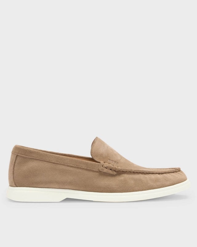With a comfortable rubberised sole, these BOSS Menswear loafers are a casual essential. Crafted in Portugal with full-suede uppers for easy styling.

Fastening top: Slip-on
Partially lined
Packaging: Box

Upper material: 100% Cow skin, Lining: 100% Cow skin, Sole: 100% Thermoplastic polyurethane, Innersole: 100% Cow skin
50543083