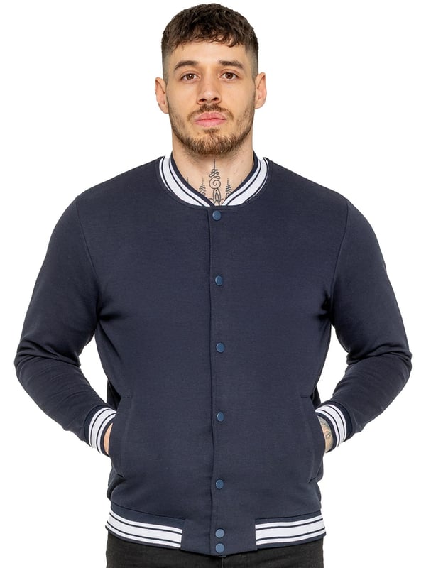 The Enzo Milano Men's Bomber Jacket combines classic style with modern comfort. Designed in a regular fit, it features a stretch fabric for ease of movement and all-day comfort. The contrast-tipped ribbed collar and cuffs add a stylish touch, while the popper fastening ensures easy wear. With two practical pockets and ribbed trims for a snug fit, this versatile jacket is perfect for any casual or smart-casual look.(35)