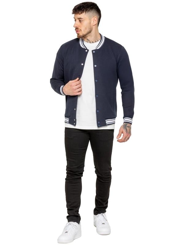 The Enzo Milano Men's Bomber Jacket combines classic style with modern comfort. Designed in a regular fit, it features a stretch fabric for ease of movement and all-day comfort. The contrast-tipped ribbed collar and cuffs add a stylish touch, while the popper fastening ensures easy wear. With two practical pockets and ribbed trims for a snug fit, this versatile jacket is perfect for any casual or smart-casual look.(35)