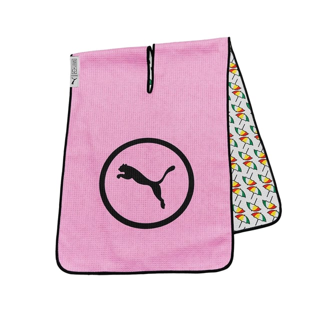The Puma Golf x Arnold Palmer Towel is a premium accessory designed in collaboration with the legendary golfer Arnold Palmer. With its blend of style, functionality, and performance, this towel helps keep your golf clubs and equipment clean and dry, while showcasing your connection to one of the most iconic names in golf. Whether you're on the course or in the clubhouse, this towel adds a touch of sophistication to your game.
Key Features:
Premium Absorbent Material: 

Made with high-quality cotton, this towel is highly absorbent and effective in keeping your clubs, hands, and golf balls dry, ensuring optimal performance throughout your round.


Arnold Palmer Signature Design: 

Featuring a classic Arnold Palmer logo and distinctive Puma branding, the towel pays homage to the legendary golfer while adding a timeless, stylish touch to your golf gear.


Durable &amp; Long-Lasting: 

Crafted with durable materials, the towel is built to withstand frequent use, maintaining its soft texture and absorbency even after multiple rounds of golf.


Convenient Size: 

The towel is large enough to handle all your cleaning needs but compact enough to easily store in your golf bag, so its always within reach when needed.


Easy to Attach: 

Equipped with a clip or carabiner, the towel can be conveniently attached to your golf bag for quick access during your game.


Versatile Use: 

Ideal for wiping down golf clubs, golf balls, or your hands, this towel is a must-have accessory for golfers who appreciate both style and functionality.


The Puma Golf x Arnold Palmer Towel is the perfect combination of quality, style, and practicality. Whether you're a fan of Arnold Palmer or simply looking for a high-performance golf towel, this piece will enhance your golfing experience with elegance and functionality.