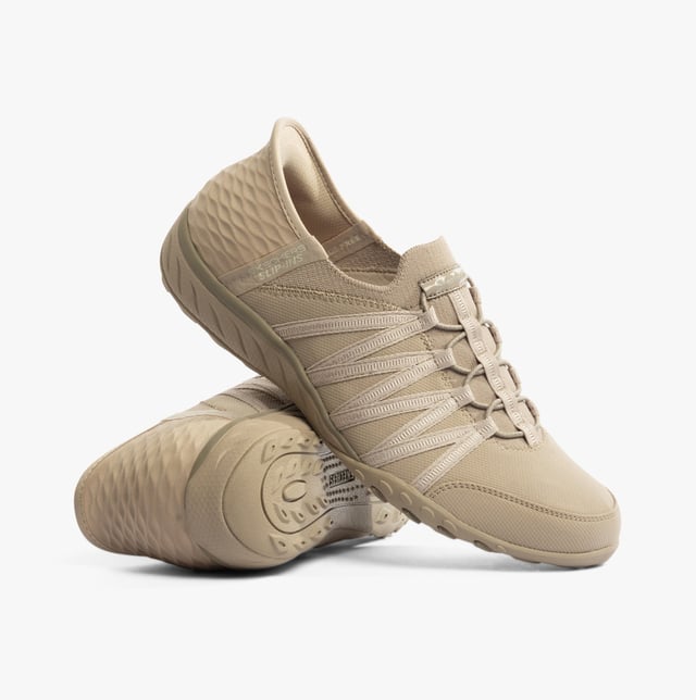 Skechers Skechers 100593/TPE BREATHE-EASY - ROLL-WITH-ME Womens Trainers Taupe Upper Material: TextileLining Material: TextileSole Material: RubberClosure/Fastening: Slip-OnFeatures: Comfort,Memory Foam,VeganToe Shape: RoundShoe Width: RelaxedItem Weight: 0.45 KGHeel Height: Flat (Under 2.5cm)Shoe Shaft Height: Low TopTrainer Style: CasualGift Boxed: NoProduct Code: 100593/TPE