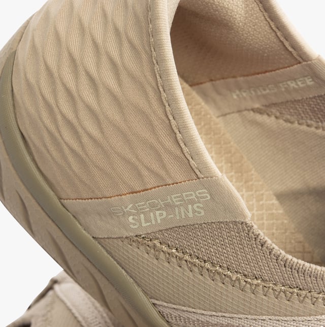 Skechers Skechers 100593/TPE BREATHE-EASY - ROLL-WITH-ME Womens Trainers Taupe Upper Material: TextileLining Material: TextileSole Material: RubberClosure/Fastening: Slip-OnFeatures: Comfort,Memory Foam,VeganToe Shape: RoundShoe Width: RelaxedItem Weight: 0.45 KGHeel Height: Flat (Under 2.5cm)Shoe Shaft Height: Low TopTrainer Style: CasualGift Boxed: NoProduct Code: 100593/TPE