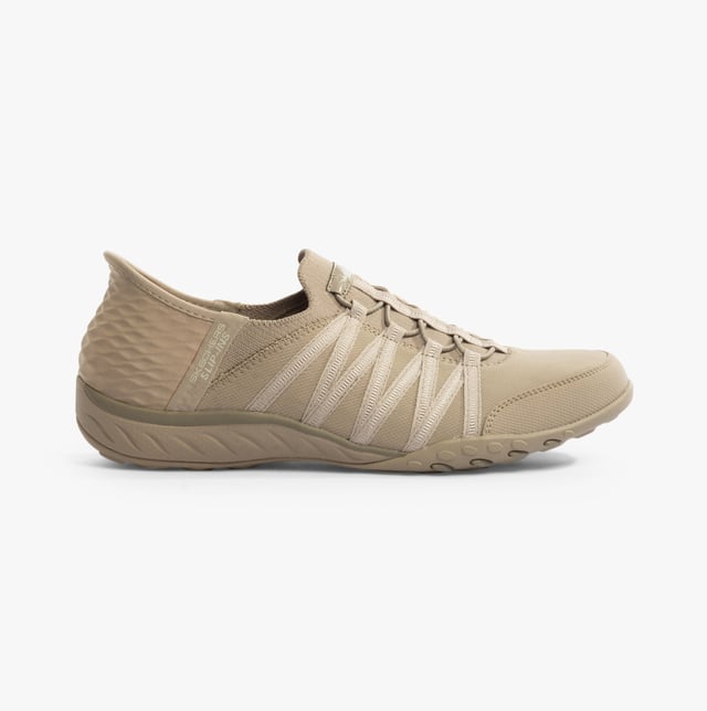 Skechers Skechers 100593/TPE BREATHE-EASY - ROLL-WITH-ME Womens Trainers Taupe Upper Material: TextileLining Material: TextileSole Material: RubberClosure/Fastening: Slip-OnFeatures: Comfort,Memory Foam,VeganToe Shape: RoundShoe Width: RelaxedItem Weight: 0.45 KGHeel Height: Flat (Under 2.5cm)Shoe Shaft Height: Low TopTrainer Style: CasualGift Boxed: NoProduct Code: 100593/TPE